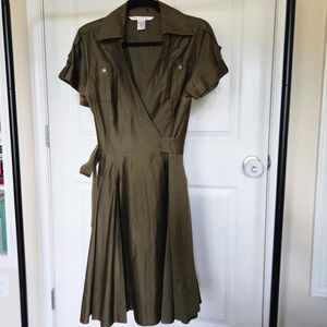 Diane Von Furstenberg Utility Green Wrap knee-length Dress Size 8 *adjustable*